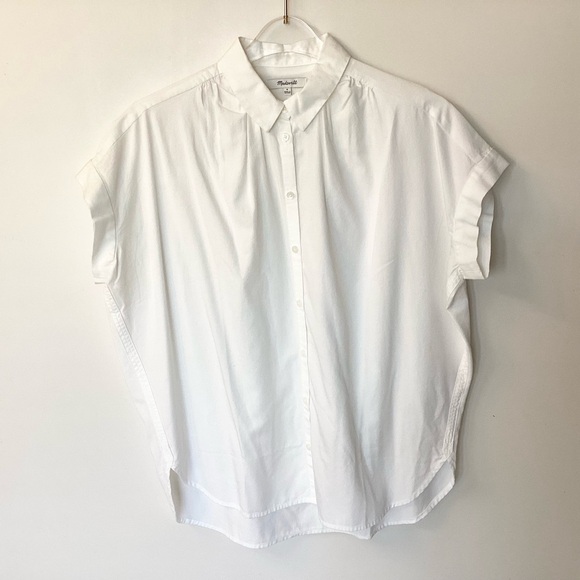 NWT Madewell Short Sleeve Button Front Central Shirt G0212 - White - S - Picture 2 of 10